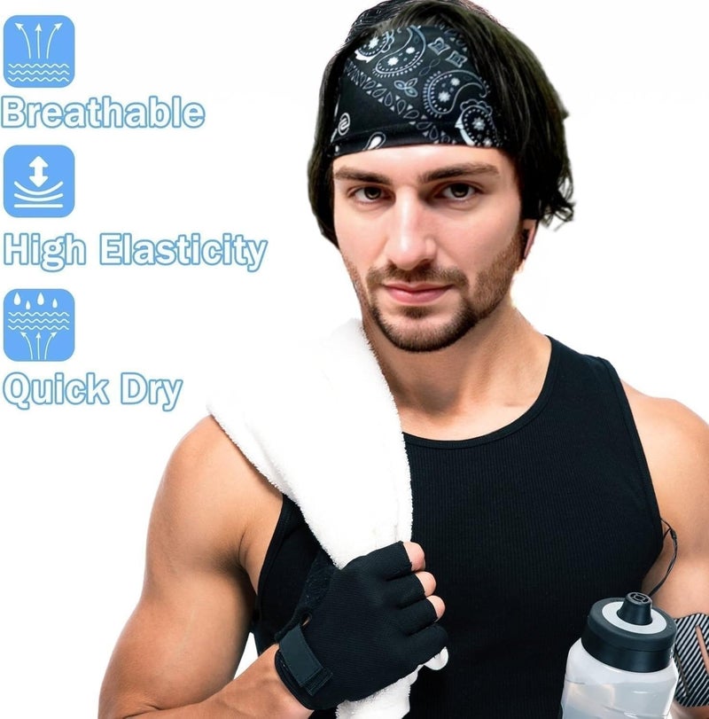 LECHI Sweat Headbands for Men,6 Pack Workout Sports Hairband for Gym, Ideal for Fitness,Running,Cycling,Hike - Image 3